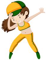 Happy girl doing breakdancing vector