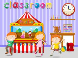 Children playing in the classroom vector