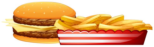 Burger and fries vector