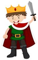 Boy in prince costume holding sword vector