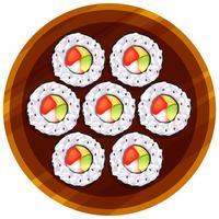 A topview of the sushi at the table vector