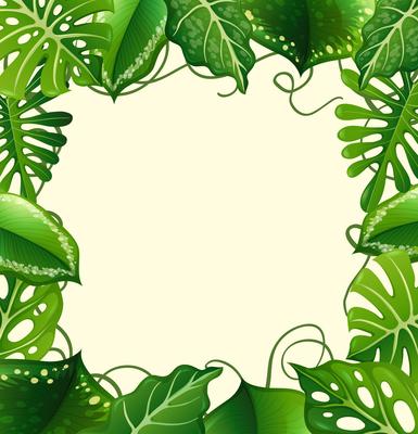 Frame design with green leaves