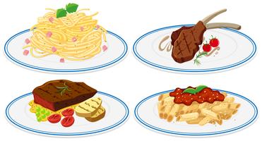Different food on dish vector