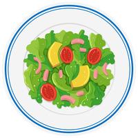 Fresh salad on round plate vector