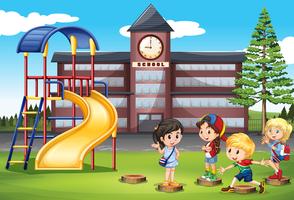 Children playing at school playground
