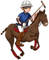 Hombre a caballo jugando polo vector