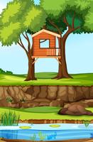 Tree house in nature vector