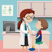 A boy checkup at hospital vector