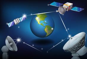 Satélites que rodean el planeta tierra. vector