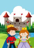 Prince and princes at the castle vector