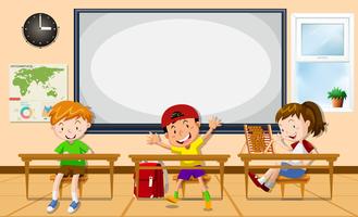 Kids learning in the classroom vector