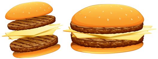 Hamburgers with beef and cheese vector