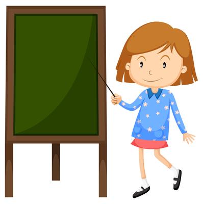 Little girl pointing at the board