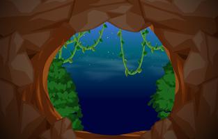 Cave entrance scene background vector