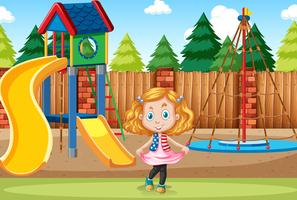 Girl at playground scene vector