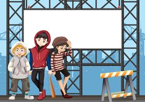 Group of teen on urban billboard vector