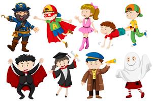 People in different costumes vector