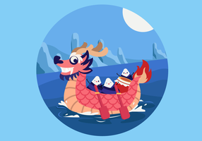 Fun Dragon Boat Festival Vector Flat Illustration