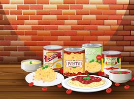 Set of pasta with different sauce vector