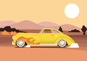 Vintage Fired Muscle Care on the Road Vector Illustration