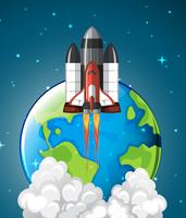 A space shuttle rocket leaving earth vector