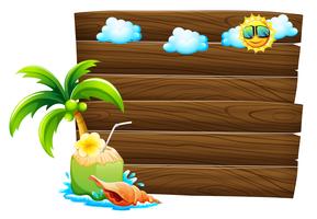 Empty wooden signboards with beach templates vector