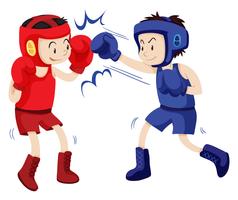 Boxers en trajes azules y rojos. vector