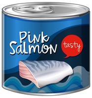 Pink salmon in aluminum can vector