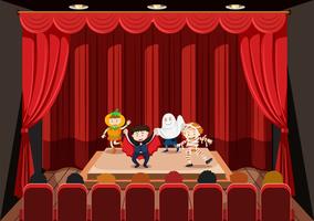 Children performing on stage vector