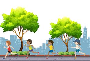 People jogging in the park vector