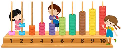 Children playing with abacus vector