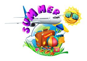 A summer artwork showing a vacation trip vector