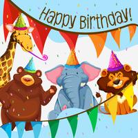 Wild animal birthday party vector