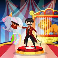 Ring master and animal show vector