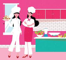 Two Female Chef Vector