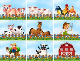 Set of farming scene vector