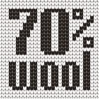 Knitted Text. 70 percent wool. In black and white colors. Vector illustration.