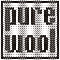 Knitted Text. Pure wool. In black and white colors. Vector illustration.