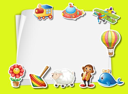 Paper template with many toys