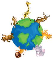 Wild animals running around the earth vector