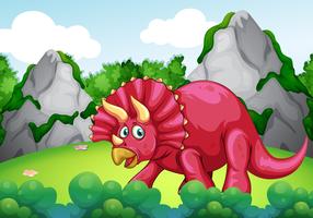 Red dinosaur in the park vector