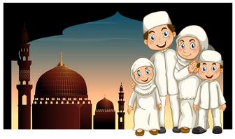 Muslim family and mosque vector
