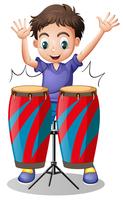 Little boy playing with drums vector