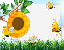 Paper design with bees and beehive vector