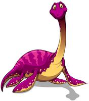 Dinosaurio rosa con cuello largo. vector