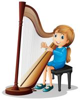 Little girl playing harp vector