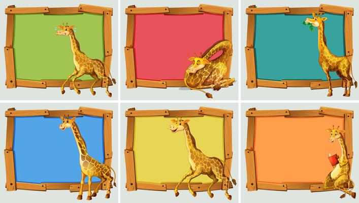 Wooden frame design with giraffe