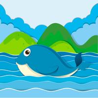 Blue whale swimming in the ocean vector