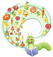 Worm reading book of fruits vector