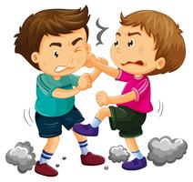 Two young boys fighting 